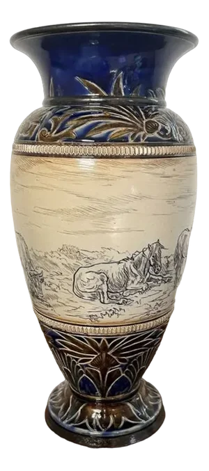Large Antique Vase by Hannah Barlow for Doulton Lambeth, 1880s
