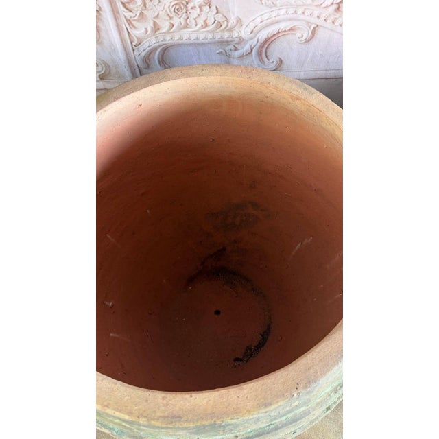 Mediterranean Barreal Jars - Verdigris Patinated Terracotta Olive Vassels For Sale - Image 10 of 17