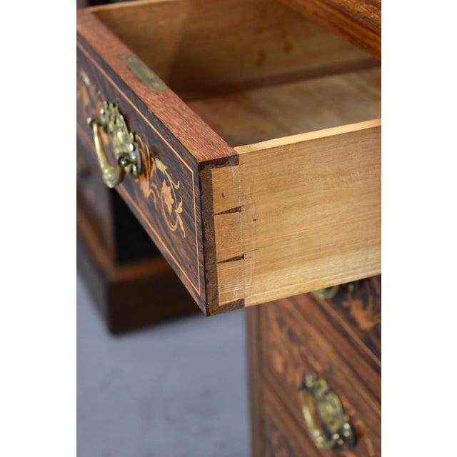 19th Century Victorian English Rosewood & Marquetry Writing Table For Sale - Image 12 of 14