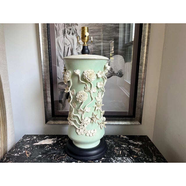 Italian Applied Floral Lamp & Shade, 1960s For Sale - Image 11 of 17
