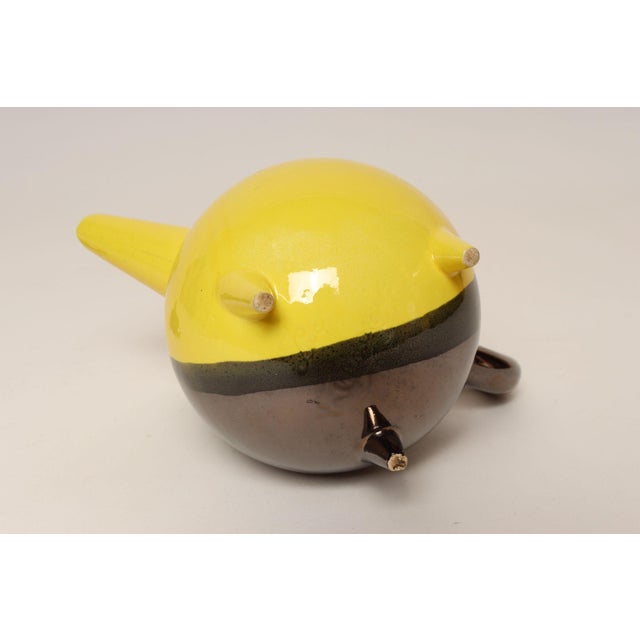 Charcoal Vintage Vallauris Two Tone Gray and Yellow Ceramic Teapot by Auguste Lucchesi For Sale - Image 8 of 17