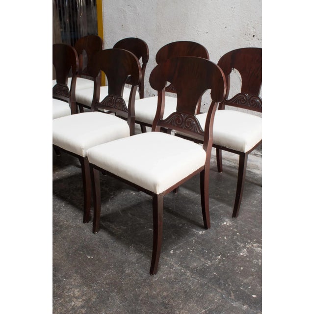 Biedermeier 1920s Set of 8 Swedish Karl Johan Biedermeier Revival Dining Chairs For Sale - Image 3 of 7