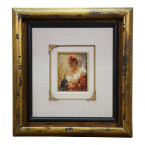 Late 20th Century Mark Arian Study XIX Spanish Flamenco Dancer W Fan Oil Painting on Board 20"