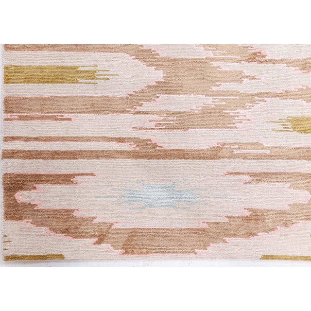 Contemporary Silk Runner by Doris Leslie Blau Size: 4'0" × 12'1" (121 × 368 cm) Age: New Color: Beige, Green, Taupe...