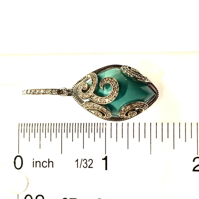 Persian Turquoise Diamond Pendant Earrings 14k WG 26.85 TCW Certified For Sale - Image 14 of 15