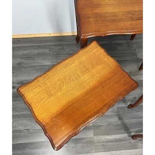 Wood Vintage French Louis XIV Carved Oak Nesting Tables, Set of 3 For Sale - Image 7 of 10