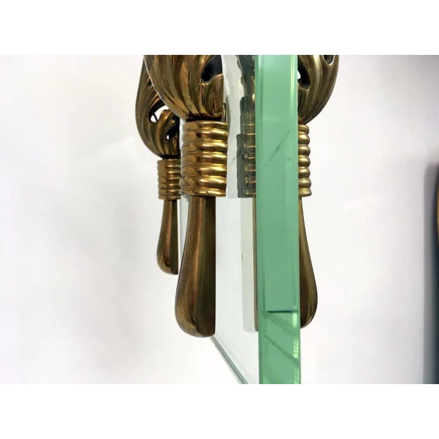 Italian Brass and Glass Chandelier, 1950s For Sale - Image 9 of 12