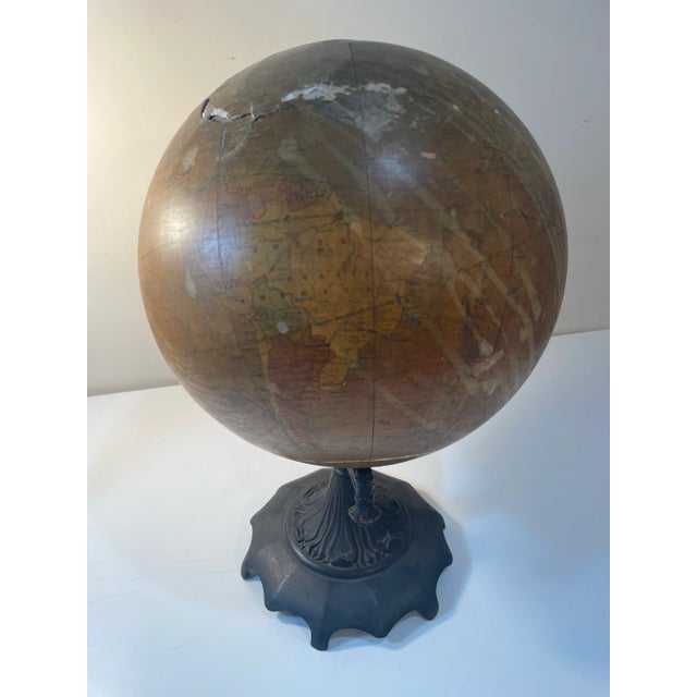 Metal Vintage Denoyer-Geppert Cartocraft Globe With Heavy Patina For Sale - Image 7 of 9