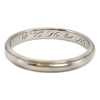1930s Vintage Art Deco Jr Wood Wedding Band, w.c.h. To m.m.m., Size 5.5 For Sale