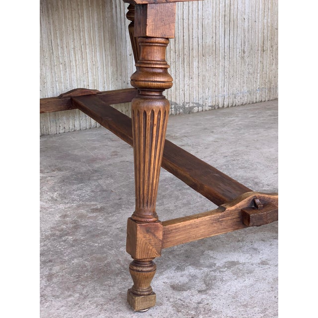 Brown 19th Century Solid Oak Baroque Fluted Leg Console Table For Sale - Image 8 of 9