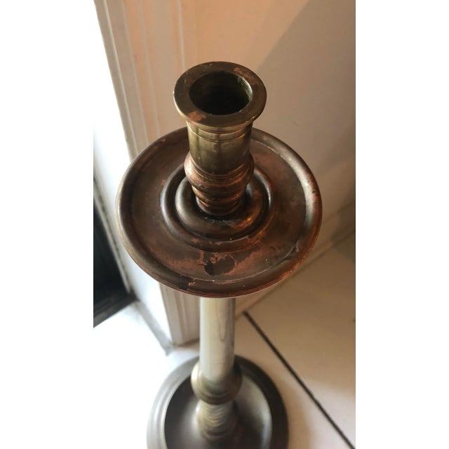 Metal Vintage Maitland Smith Brass Candle eSticks - a Pair For Sale - Image 7 of 13