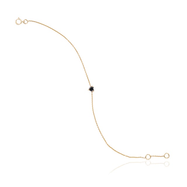 Fine Prong Set Sapphire Heart Chain Bracelet in 14k Yellow Gold For Sale - Image 11 of 18