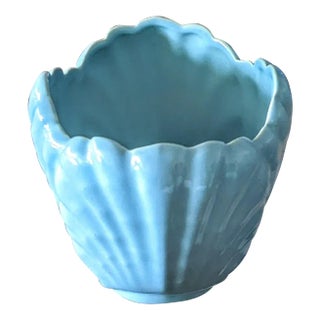 Vintage 40s Blue Vase Planter by Abingdon For Sale