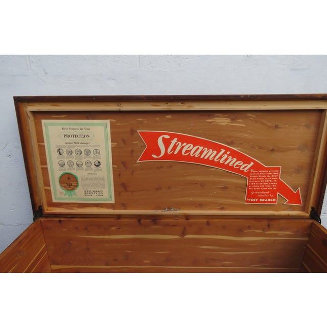 1940s West Branch Novelty Co Tall Cedar Chest Blanket Trunk For Sale In Miami - Image 6 of 12