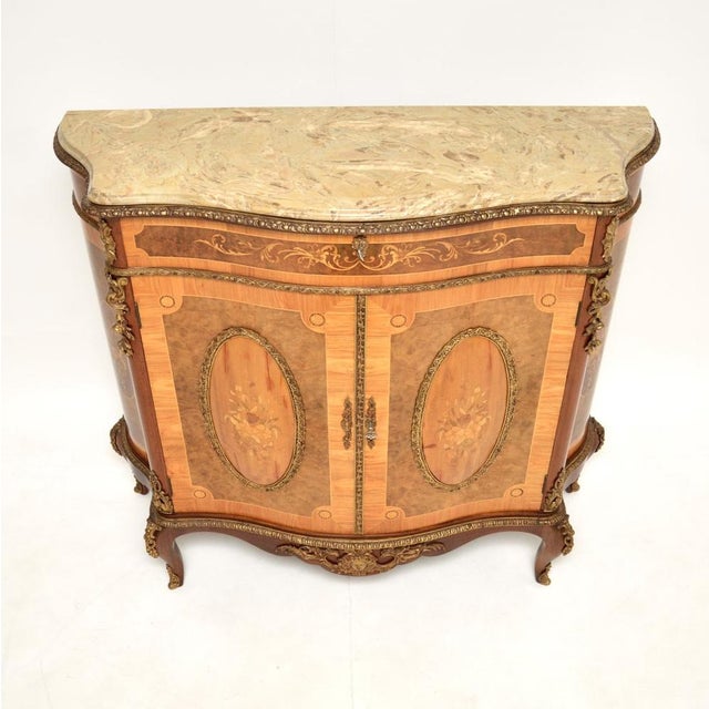 1930s French Inlaid Marquetry Sideboard with Marble Top, 1930 For Sale - Image 5 of 11