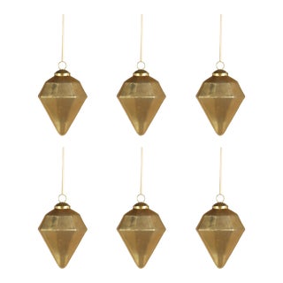 Diamond Shape Hanging Ornaments, Gold, Set of 6 For Sale