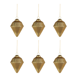 Diamond Shape Hanging Ornaments, Gold, Set of 6