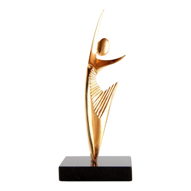 Modernist Dancer Sculpture in 24k Gold by Baruch Shoham