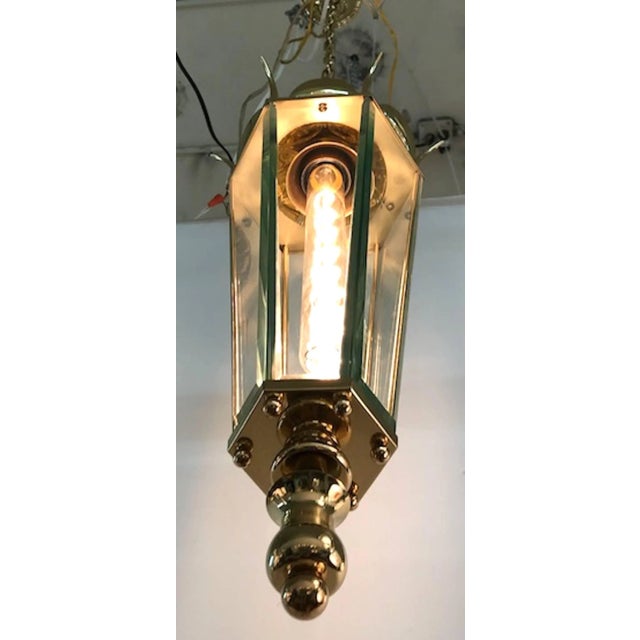 Brass Italian 1940s Brass and Glass Lantern For Sale - Image 8 of 11