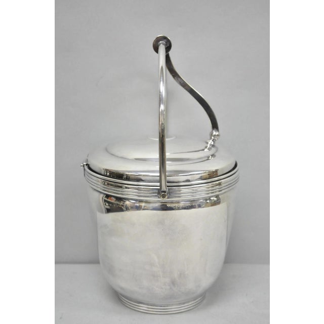 Mid 20th Century Mid Century Modern Sheffield Silver Plated Reticulating Hinge Ice Bucket W Tongs For Sale - Image 9 of 15