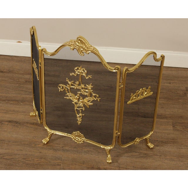 Late 20th Century Rococo Style Quality Brass Fireplace Screen For Sale - Image 5 of 12