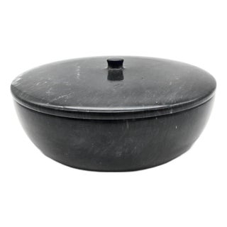 Mid 20th Century Black Marble Bowl With Lid For Sale