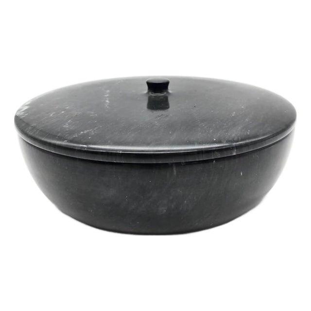 Mid 20th Century Black Marble Bowl With Lid For Sale