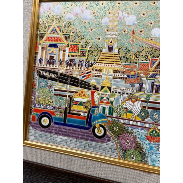 Thai Benjarong Porcelain Picture in Frame For Sale In San Francisco - Image 6 of 13