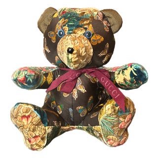 Gucci Farfalle Vintage Silk Scarf Tender Teddy Bear For Sale