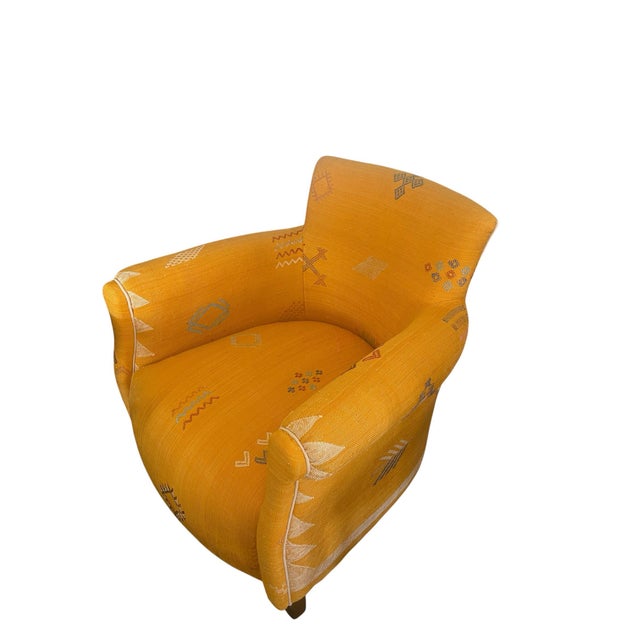 Moroccan Exotic Moroccan Sabra Silk Club Chair For Sale - Image 3 of 8