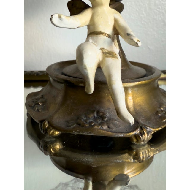 Vintage Hollywood Regency Cherub Glass Compote Candy Dish For Sale - Image 11 of 12