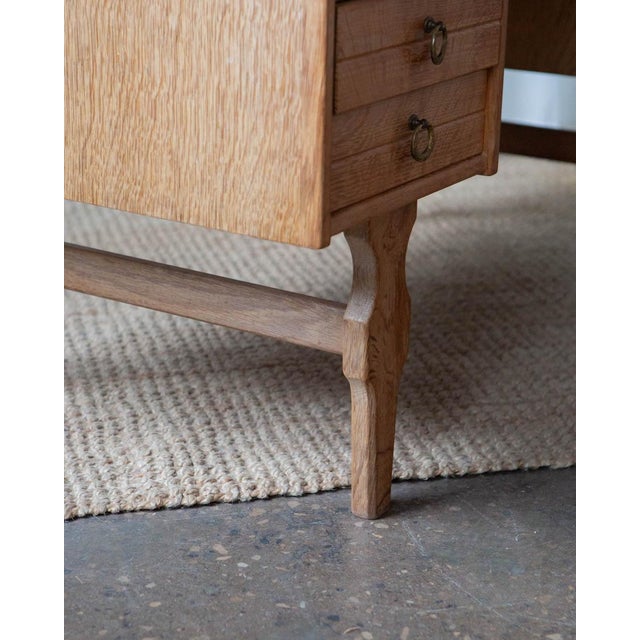 1970s 1970s Attributed to Henning Kjaernulf Danish Modern Oak Double Sided Writing Desk For Sale - Image 5 of 12