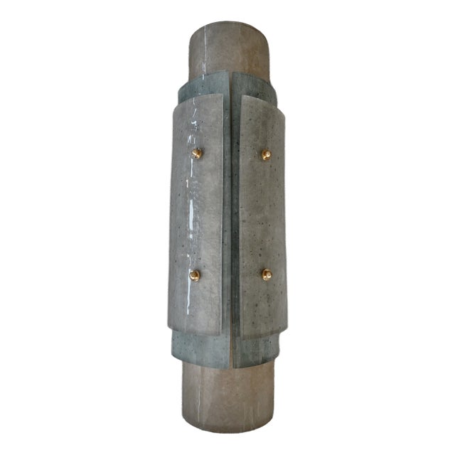 Murano Aquamarine Green Art Glass and Brass Wall Light and Sconces, 2000 For Sale