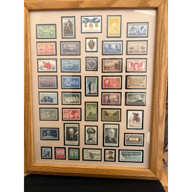Mid-Century Modern 1970s Military Heroes and Leaders From Civil War Through Vietnam Commemorative Postal Stamps in New Condition For Sale - Image 3 of 5