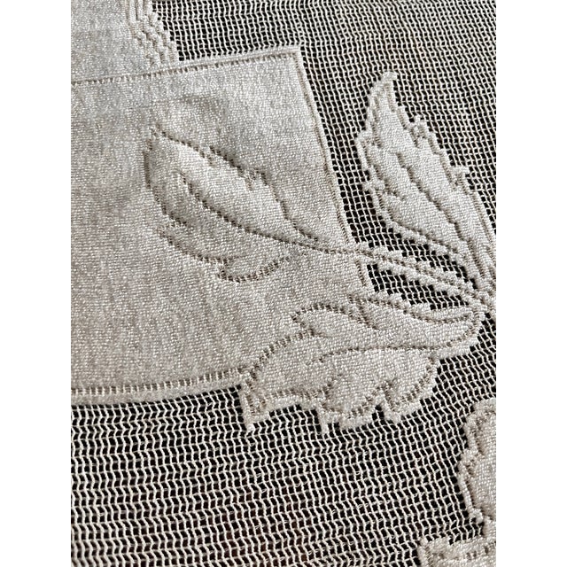Ivory 36" X 32" Vintage Small Table Cloth Ivory Floral Farmhouse Traditional Victorian Edwardian Square 36" X 32" For Sale - Image 8 of 12
