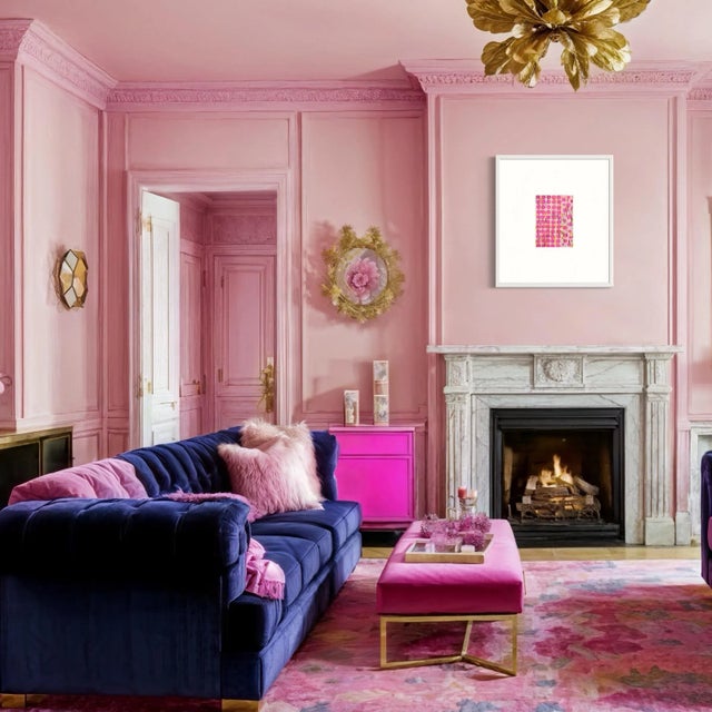 Contemporary "Carousel Pink" Mixed Media Abstract Geometric Painting on Paper For Sale - Image 3 of 4