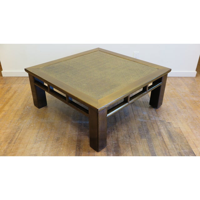 20th Century Asian Rattan Top Low Coffee Table For Sale - Image 9 of 9
