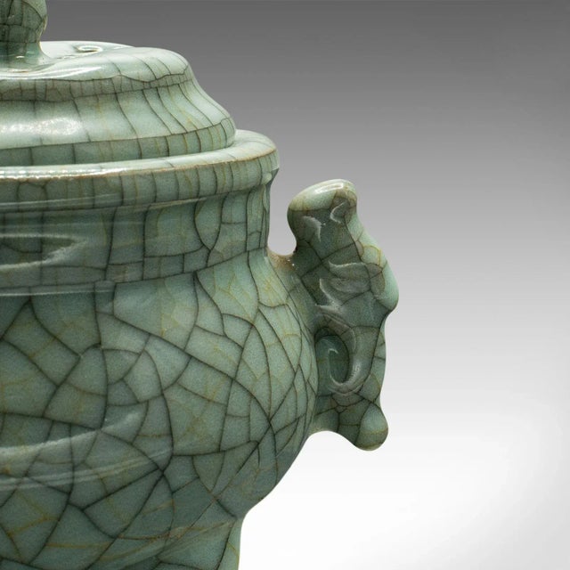 1940s Vintage Art Deco Chinese Celadon Oriental Censer For Sale - Image 11 of 13