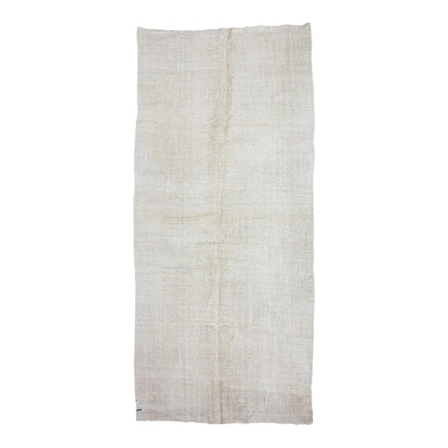 Mid 20th Century Vintage White Hemp Kilim Rug For Sale