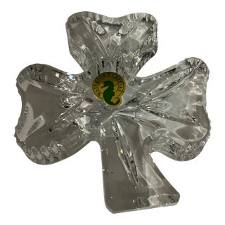 Waterford Crystal 3 Leaf Clover Shamrock Paperweight For Sale