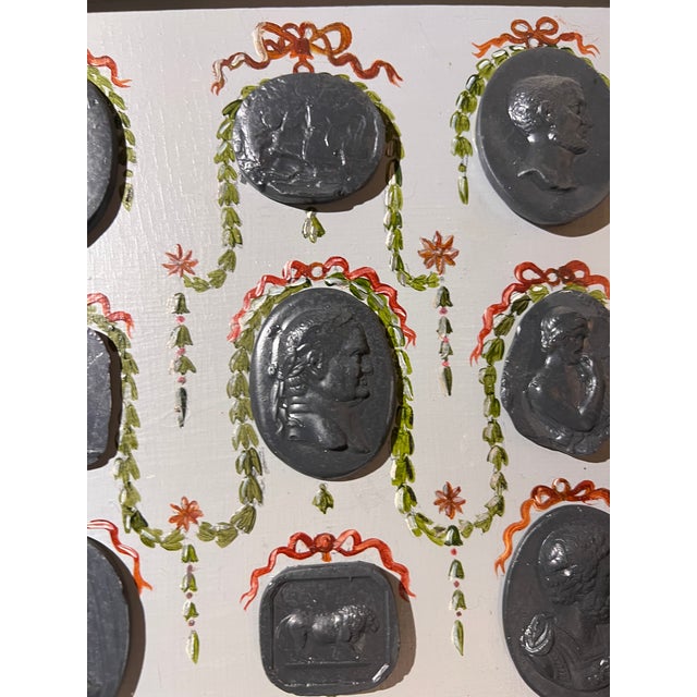 Renaissance Revival Grotesche Painted Frame With Neoclassical Grand Tour Intaglios For Sale - Image 10 of 15