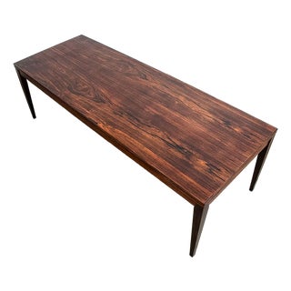 1960s Mid Century Danish Modern Coffee Table Rosewood Leaf Black Surfboard Rectangle For Sale
