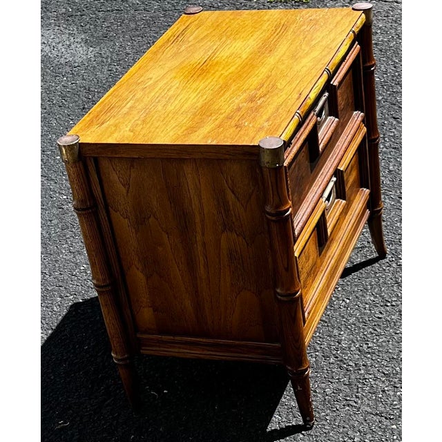 1970s Vintage Stanley Faux Bamboo Nightstand Chairish