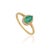 18k Gold Natural Pear Cut Emerald and Diamond Halo Engagement Ring Size 4 For Sale - Image 4 of 17