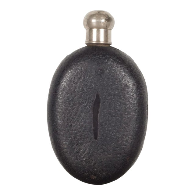 Antique Leather and Glass Flask C.1940 For Sale