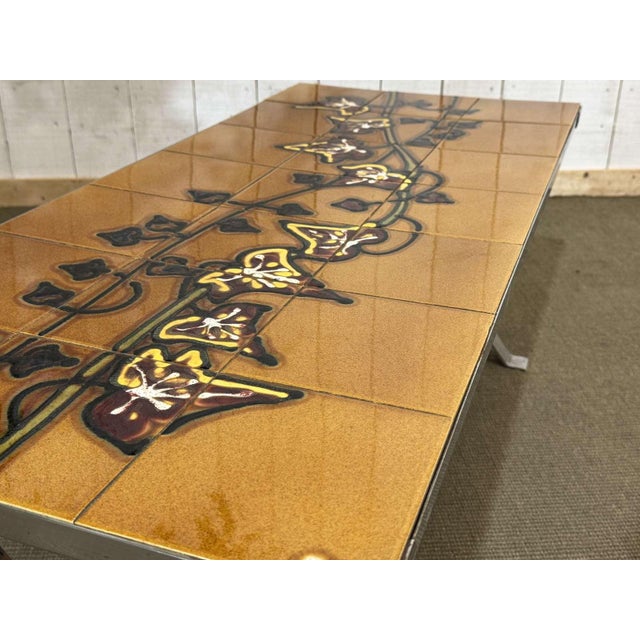 Metal Coffee Table with Tiled Top and Chromed Metal Base, 1970s For Sale - Image 7 of 12