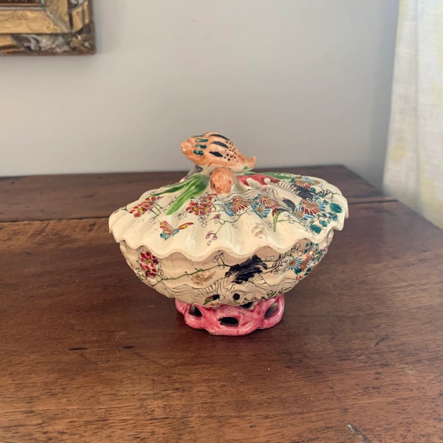 Late 19th Century Japanese Satsuma Shell Form Lidded Box For Sale - Image 5 of 10