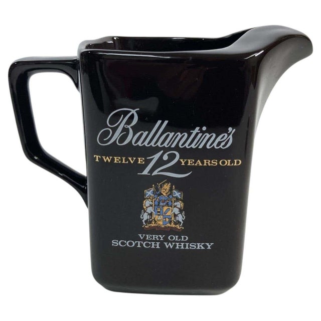 Ceramic Vintage Black Barware Water Pitcher for Ballantine's 1980's For Sale - Image 7 of 10