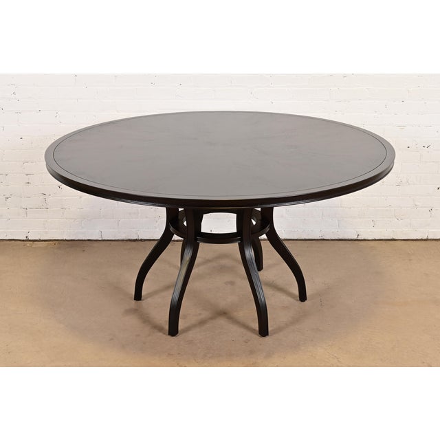 Barbara Barry for Baker Furniture Modern Art Deco Mahogany Pedestal Dining Table, Newly Refinished For Sale - Image 9 of 9