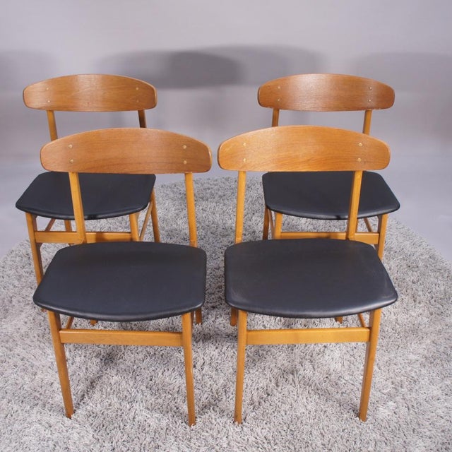 Vintage Dining Chairs in Teak and Beech, 1950s, Set of 8 For Sale - Image 4 of 9